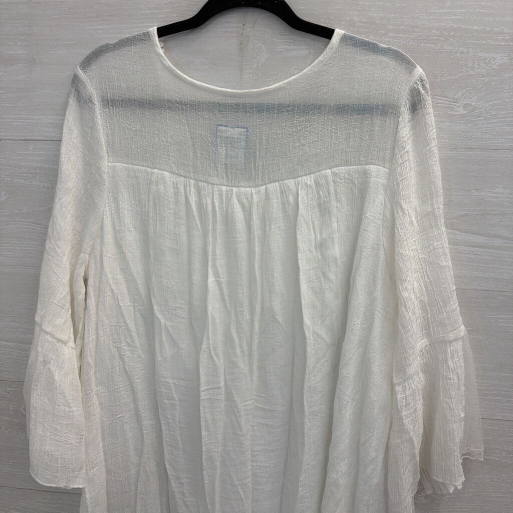 White Crochet Lace Detail Long Sleeve Dress Large