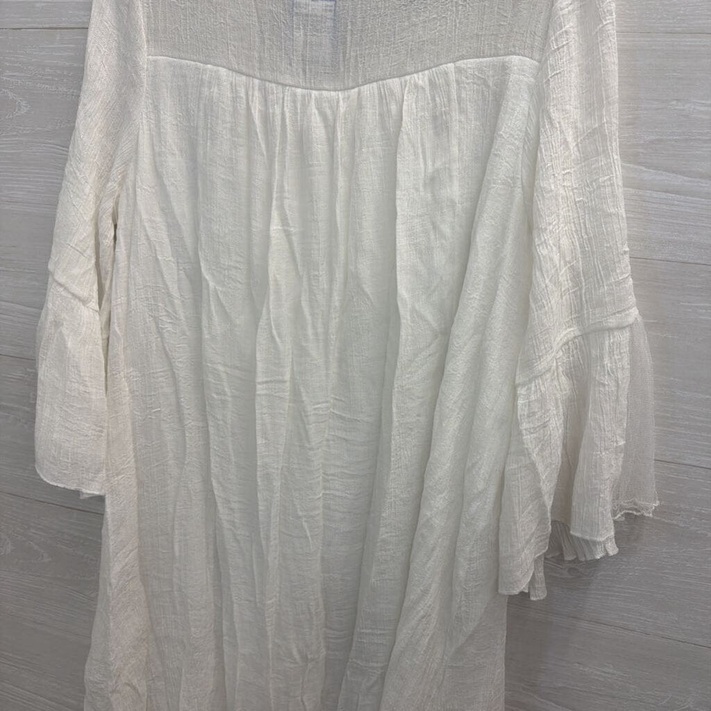 White Crochet Lace Detail Long Sleeve Dress Large