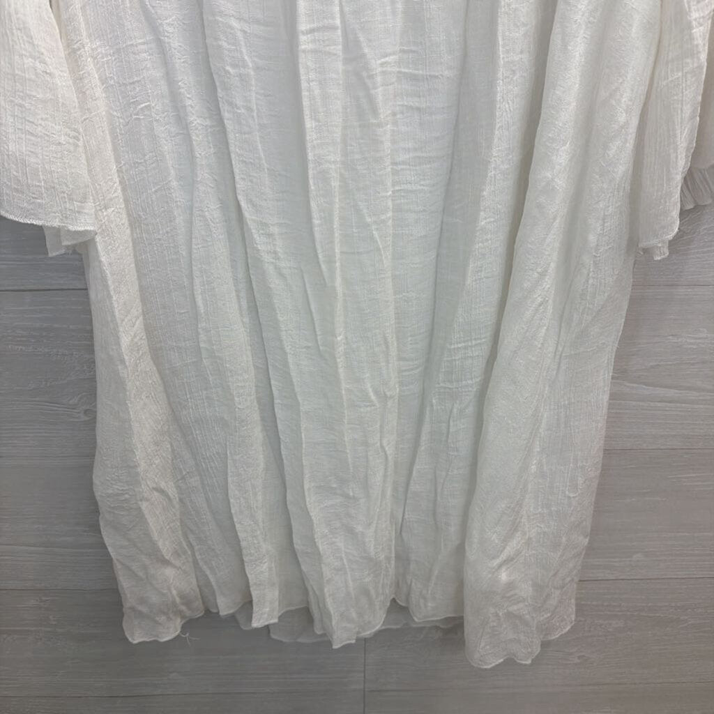 White Crochet Lace Detail Long Sleeve Dress Large