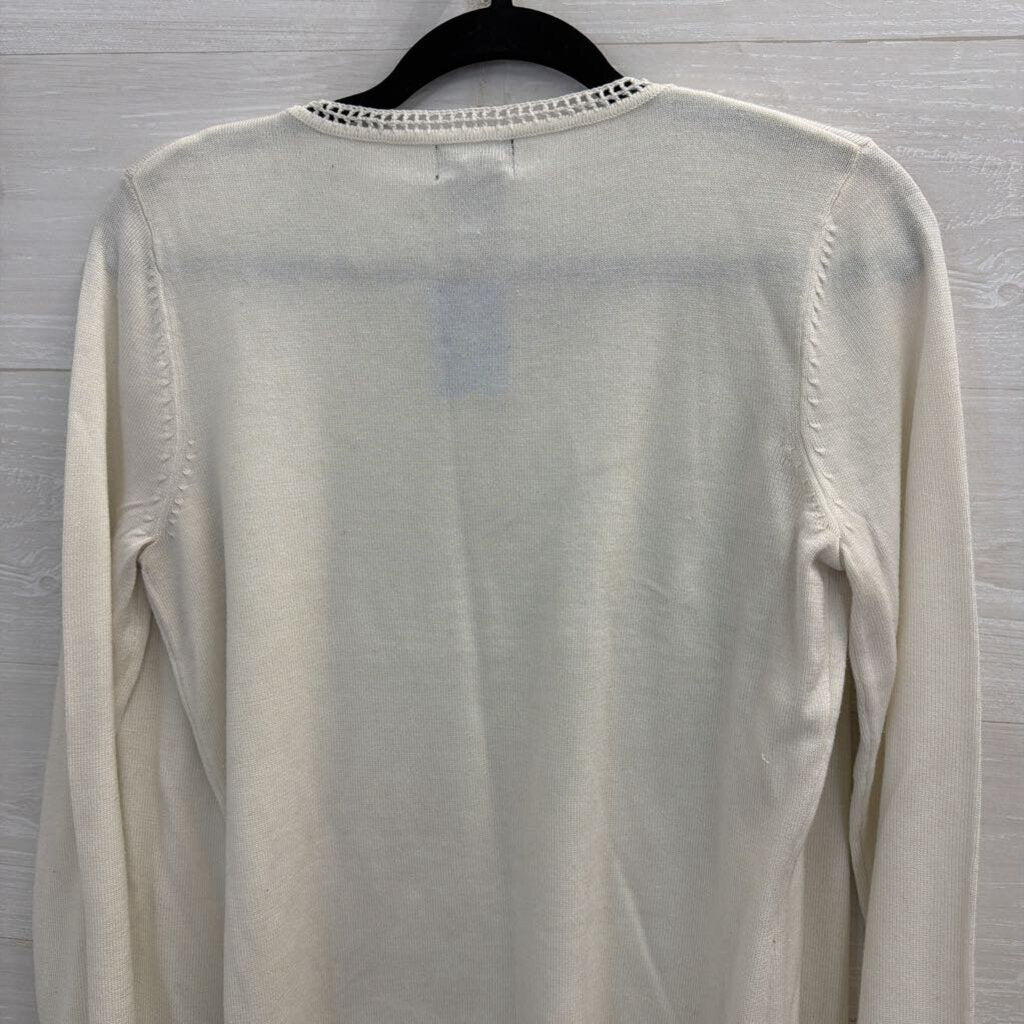 Vintage RQT White Knit Long Sleeve Sweater Top Small