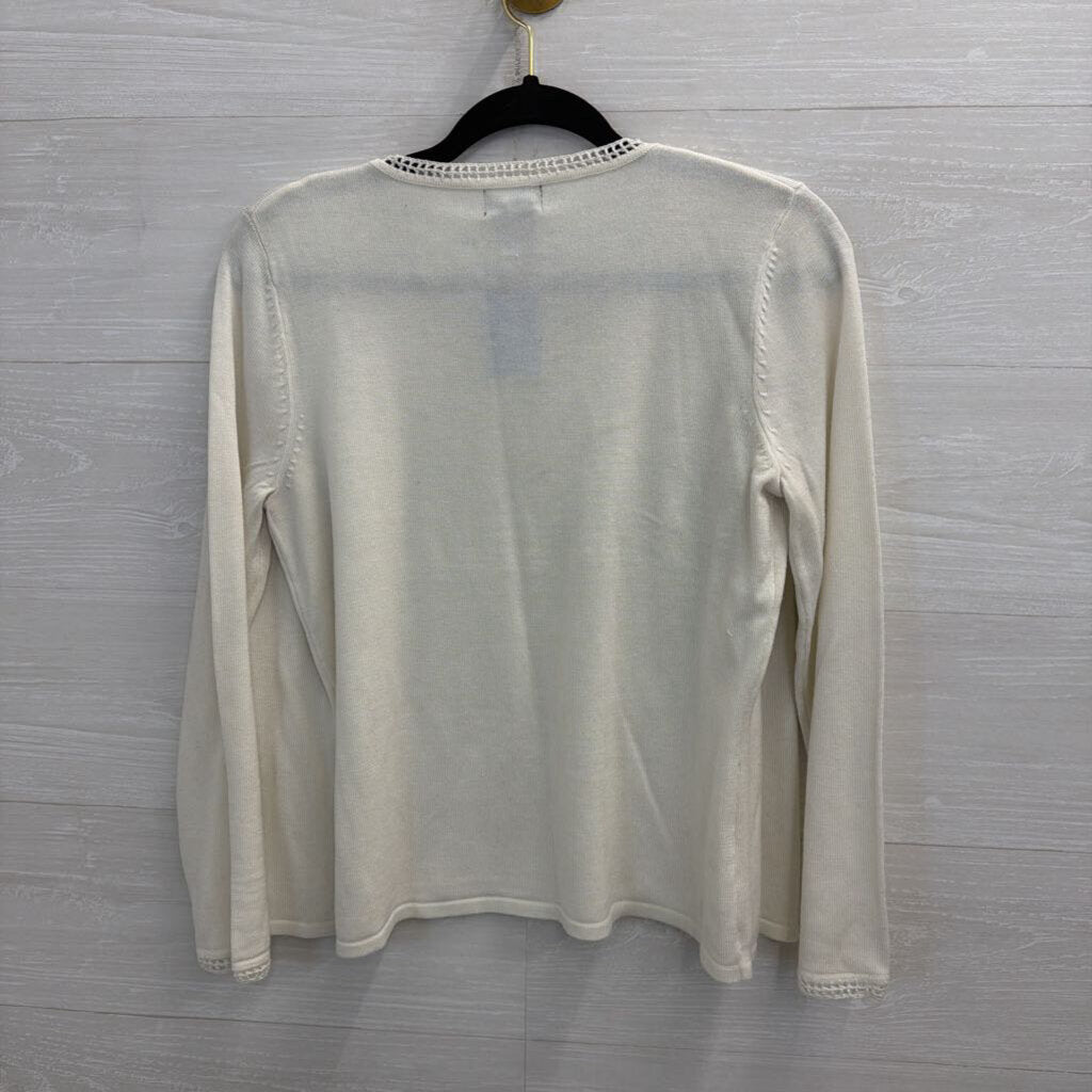 Vintage RQT White Knit Long Sleeve Sweater Top Small