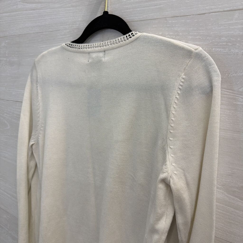 Vintage RQT White Knit Long Sleeve Sweater Top Small