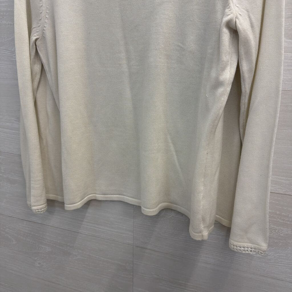 Vintage RQT White Knit Long Sleeve Sweater Top Small