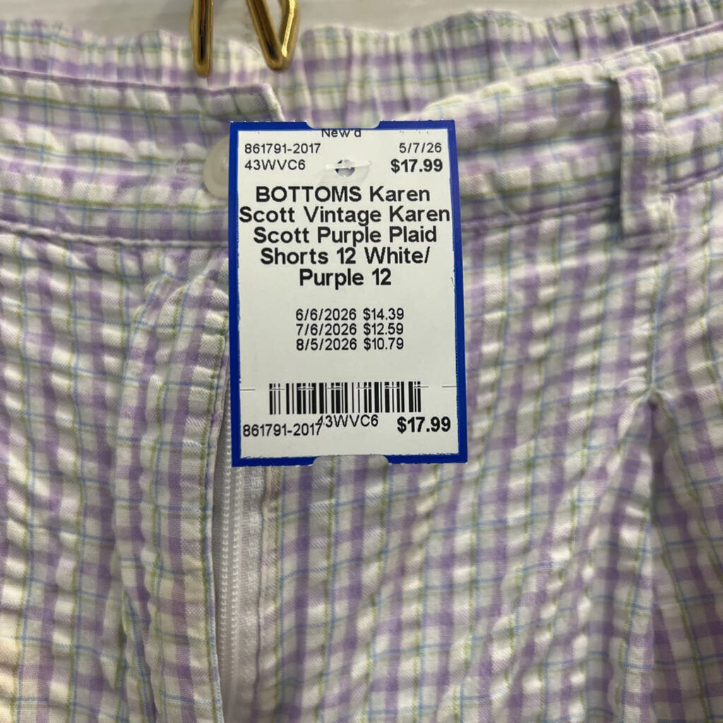 Vintage Karen Scott Purple Plaid Shorts 12