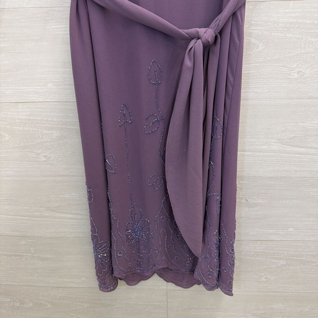 Jack Bryan Purple Beaded Detail Short Sleeve Formal Dress 12