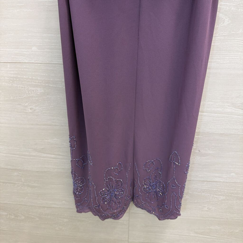 Jack Bryan Purple Beaded Detail Short Sleeve Formal Dress 12