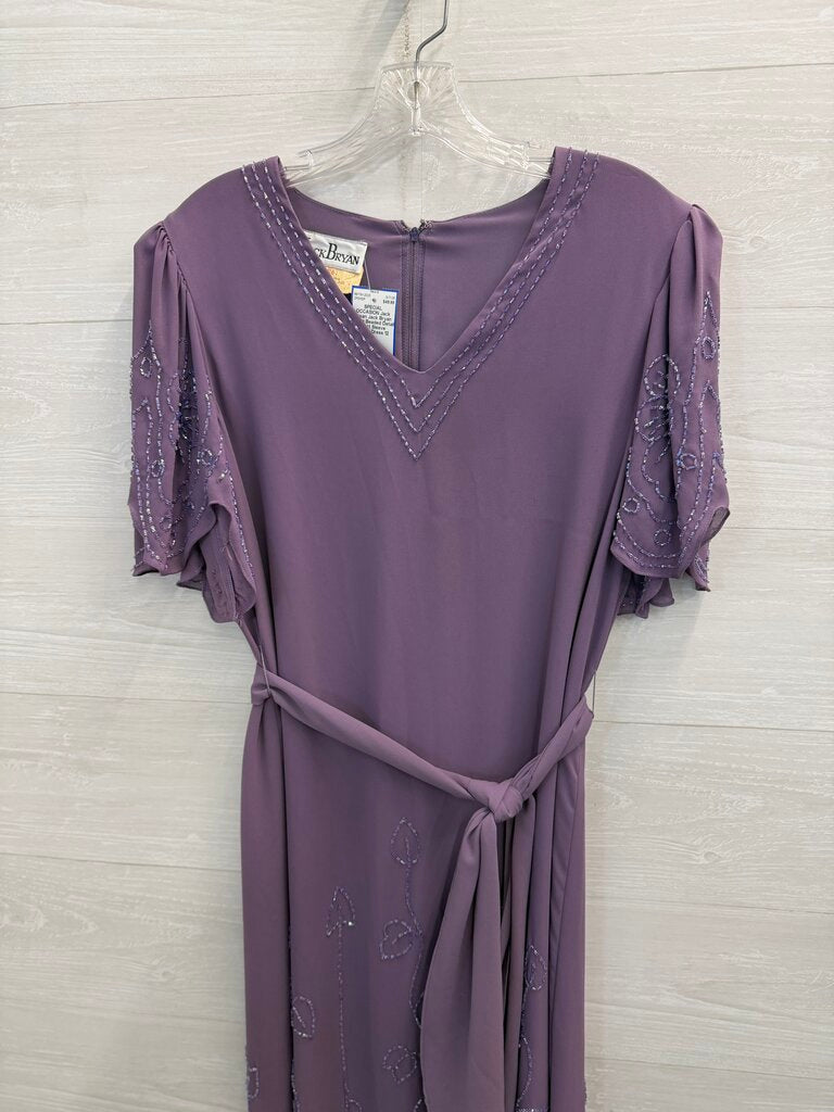 Jack Bryan Purple Beaded Detail Short Sleeve Formal Dress 12
