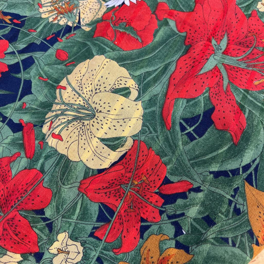 Navy/ Multi Floral Print Large Scarf