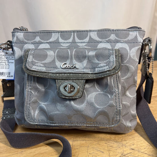 Vintage Coach Grey Signature Penelope Turnlock Crossbody Purse