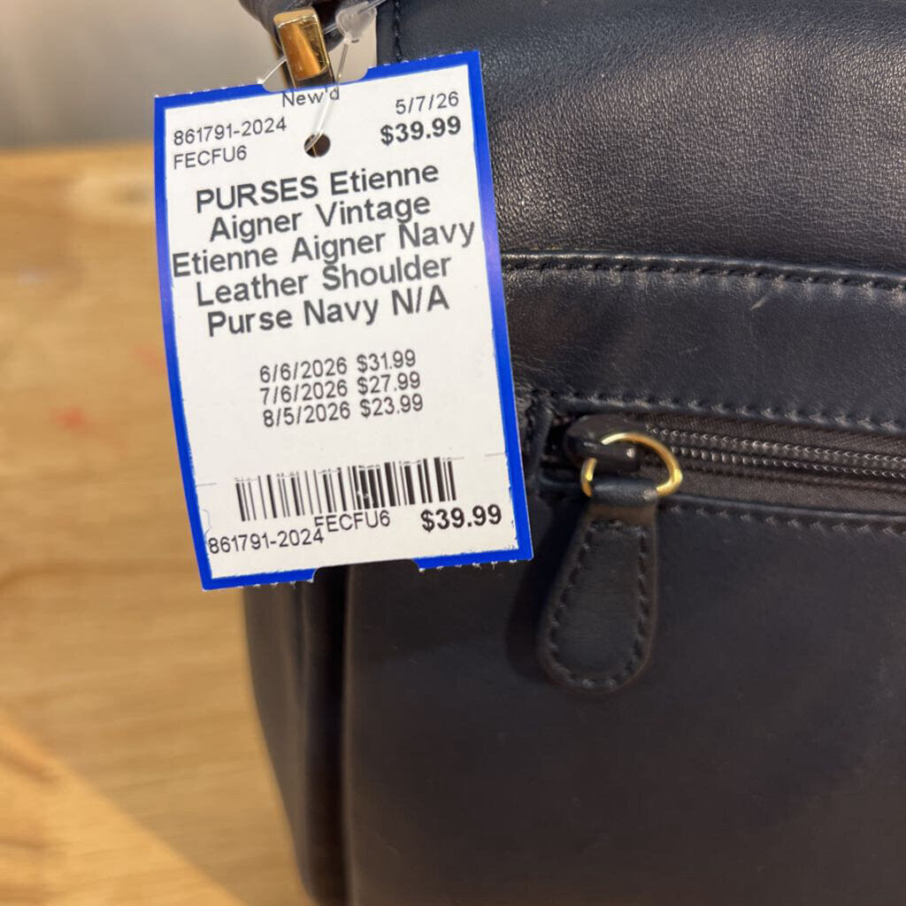Vintage Etienne Aigner Navy Leather Shoulder Purse