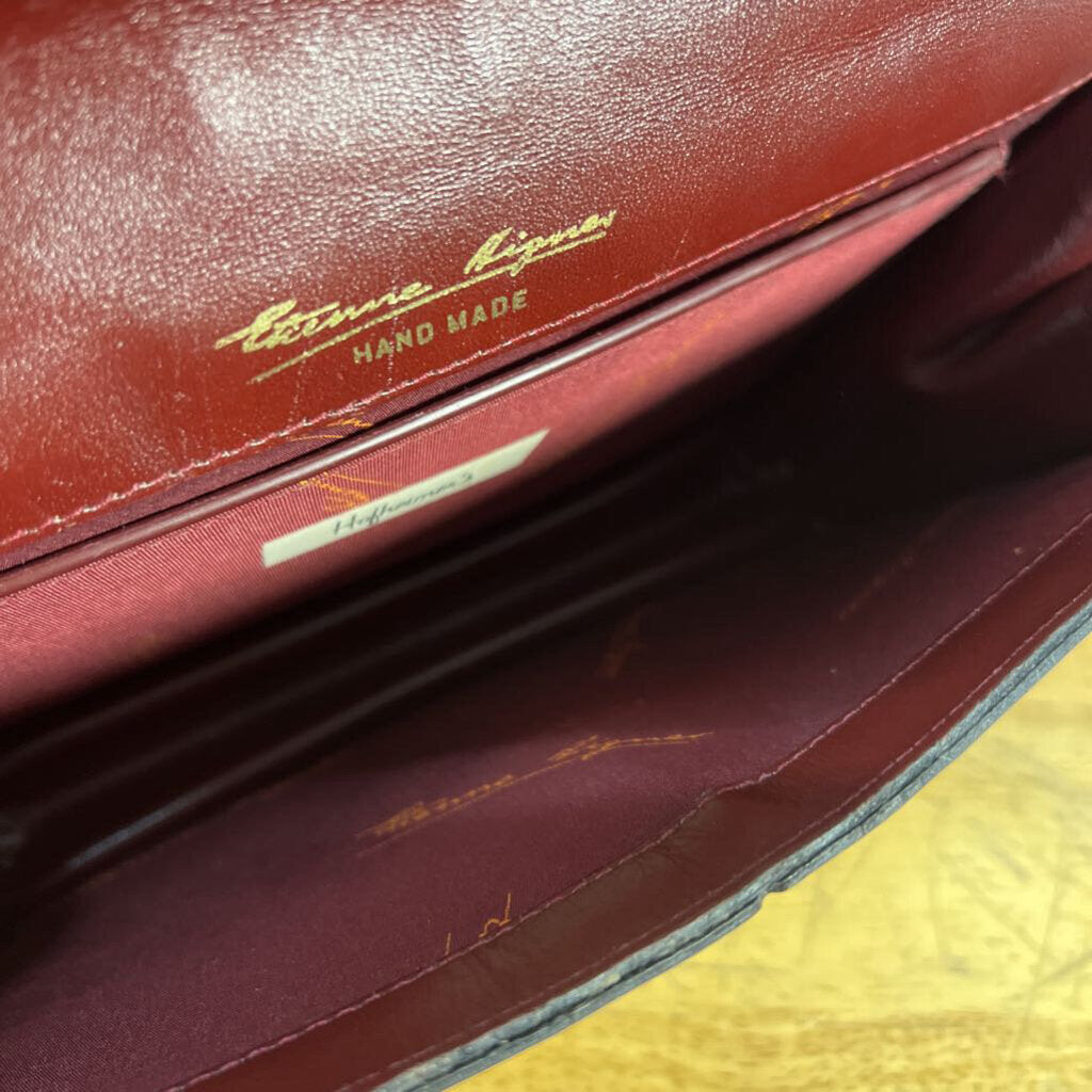 Vintage Etienne Aigner White/ Brown Trim Leather Purse