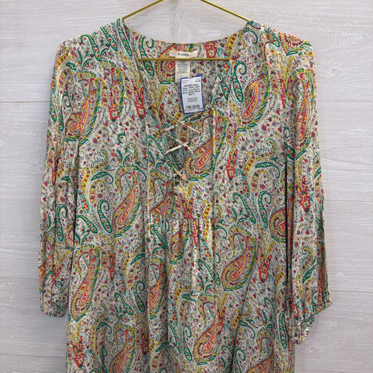 Esley White/ Multi Print Long Sleeve Dress Small