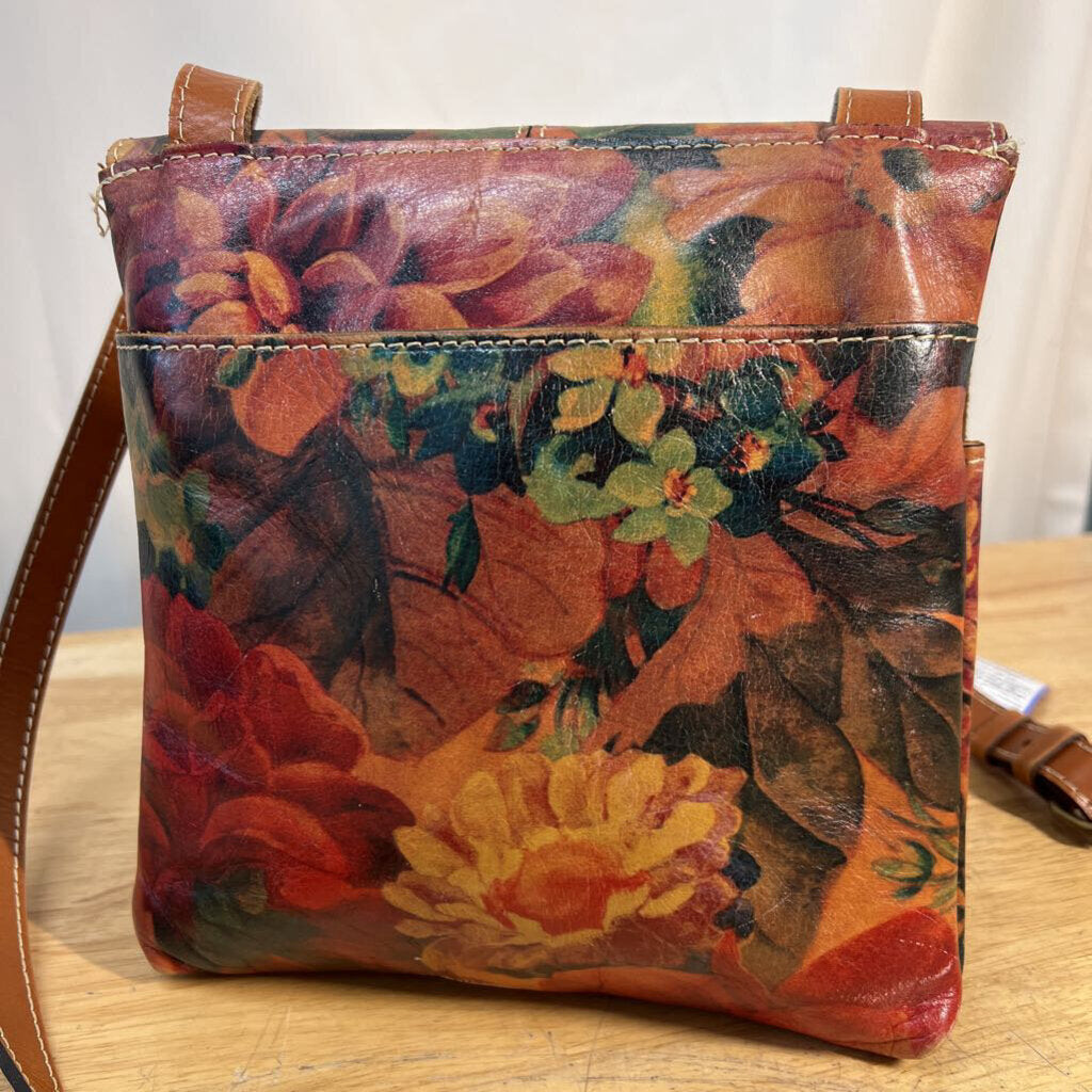 Patricia Nash Brown Floral Leather Crossbody Purse