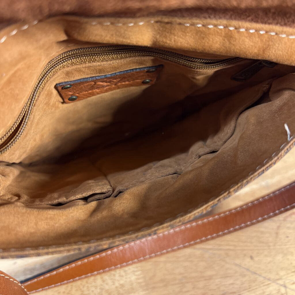 Patricia Nash Brown Floral Leather Crossbody Purse