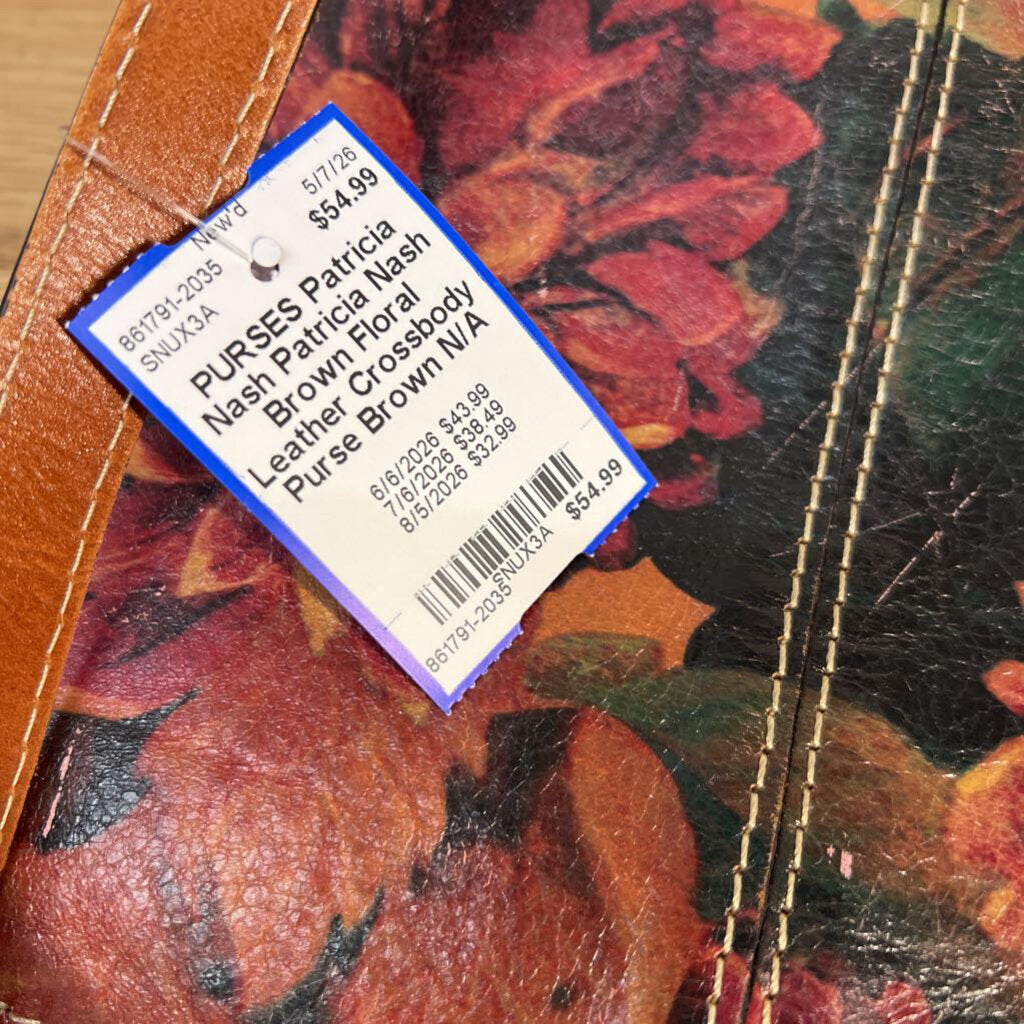 Patricia Nash Brown Floral Leather Crossbody Purse