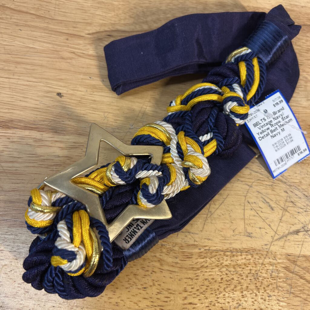 Vintage Navy/ Yellow Rope Star Detail Belt Medium