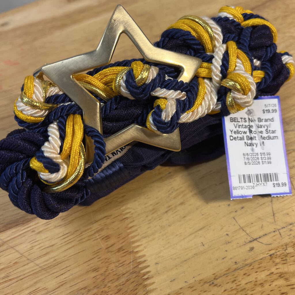 Vintage Navy/ Yellow Rope Star Detail Belt Medium