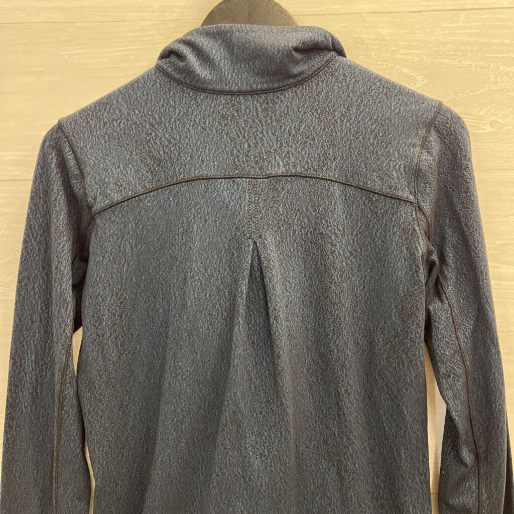 Lululemon Teal/ Black Print Quarter Zip Long Sleeve Athletic Top Small