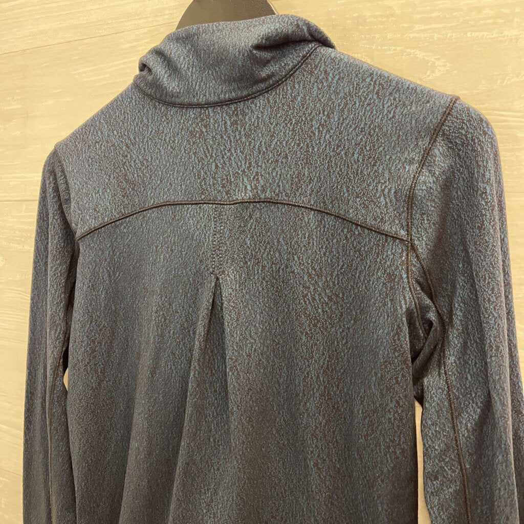 Lululemon Teal/ Black Print Quarter Zip Long Sleeve Athletic Top Small