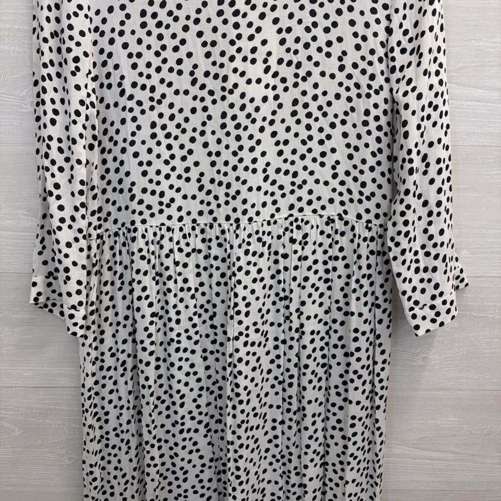 Zara White/ Black Dot Print Long Sleeve Maxi Dress Extra Small