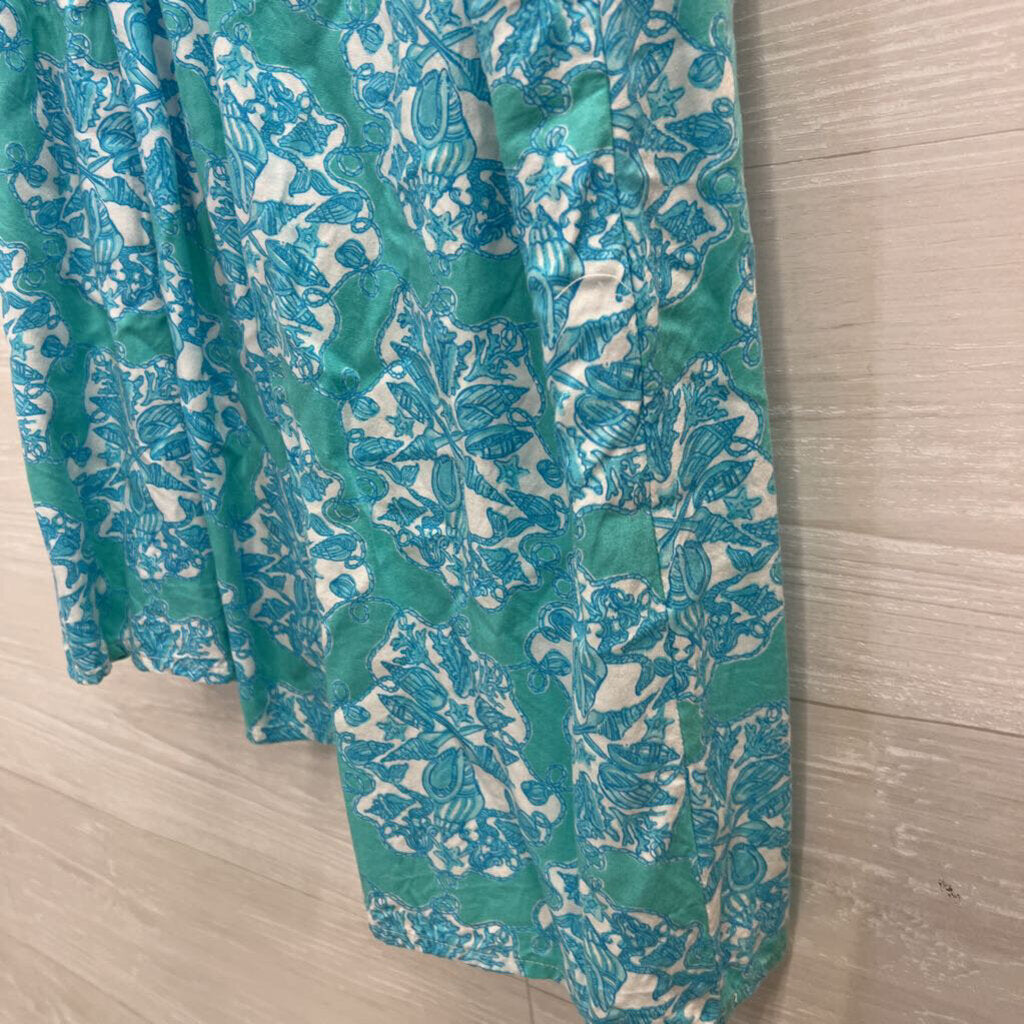 Lilly Pulitzer Blue Print Ruffle One Shoulder Dress Large
