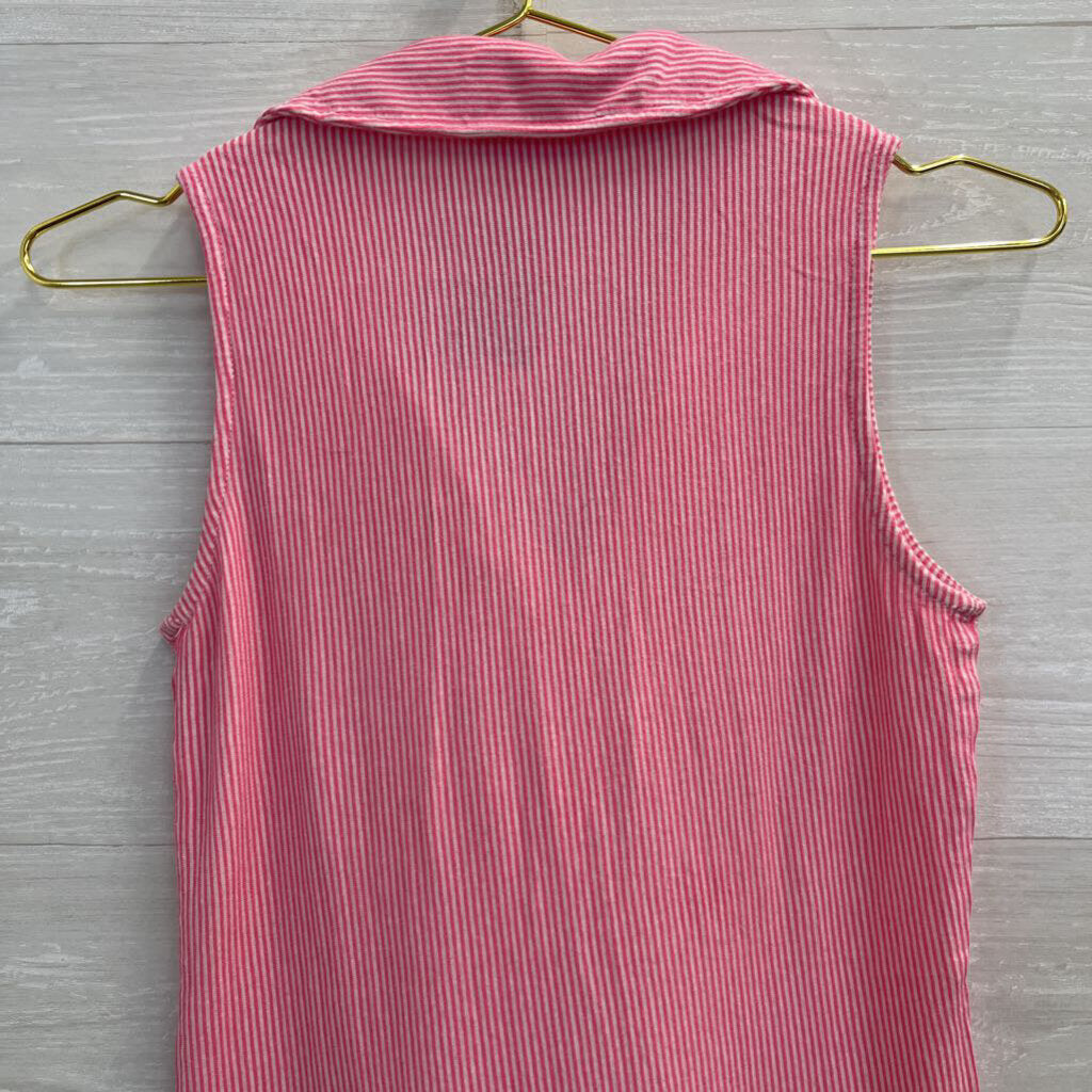 Lilly Pulitzer Pink/ White Striped Ruffle Detail Sleeveless Top Extra Small