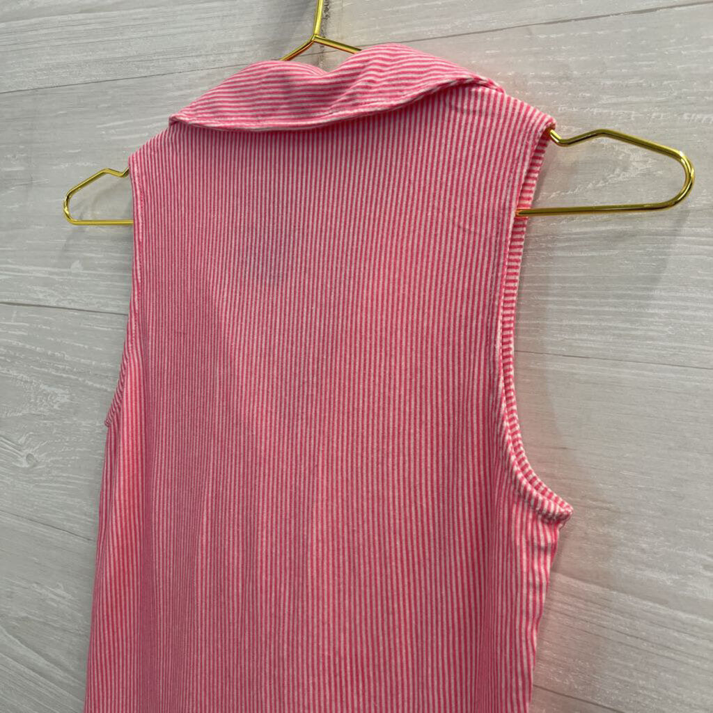 Lilly Pulitzer Pink/ White Striped Ruffle Detail Sleeveless Top Extra Small
