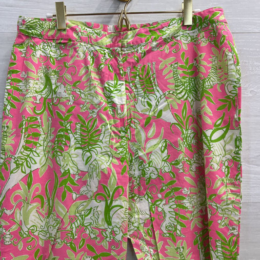 Lilly Pulitzer Pink/ Green Print Straight Leg Pants 8