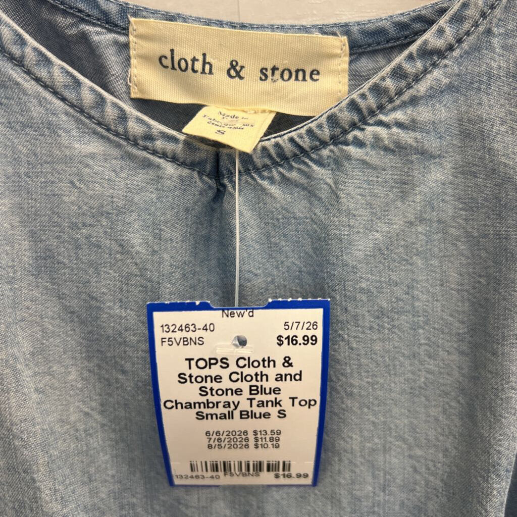Cloth and Stone Blue Chambray Tank Top Small