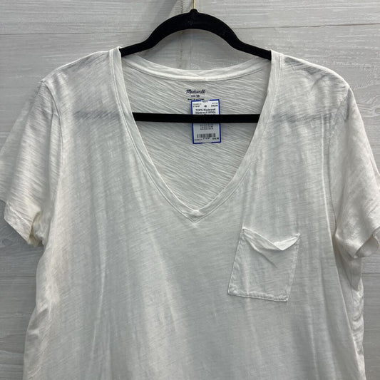 Madewell White Short Sleeve V Neck Top Medium
