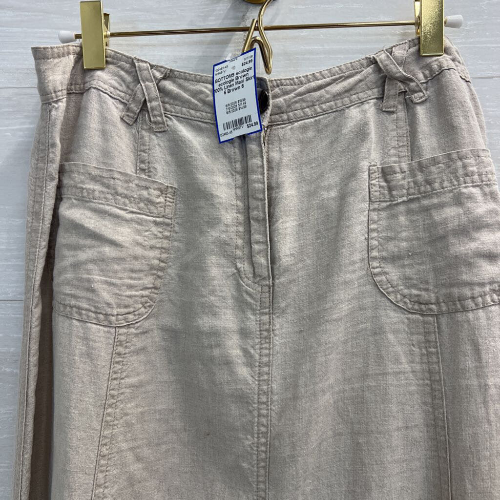 ecologie Brown 100% Linen Maxi Skirt 6