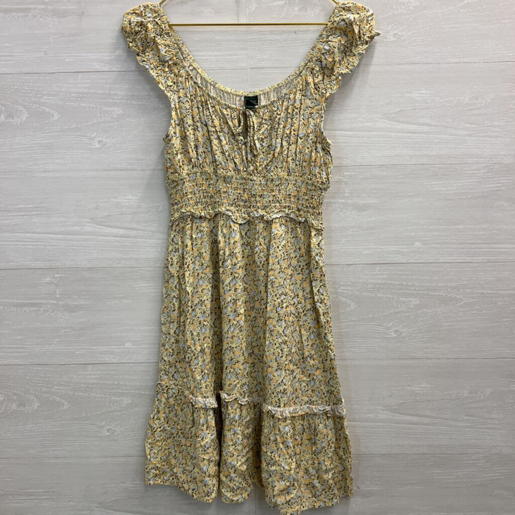 Yellow Floral Print Dress Small