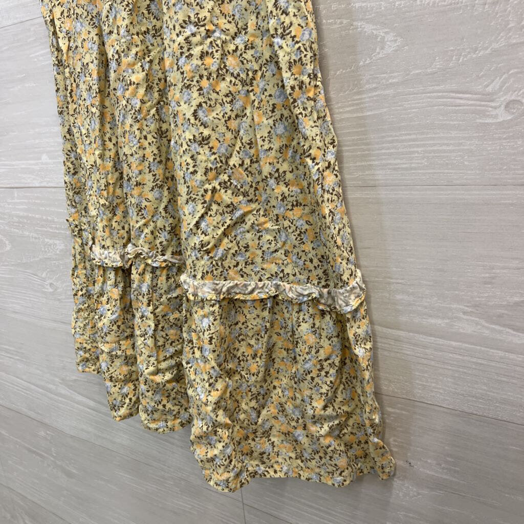 Yellow Floral Print Dress Small