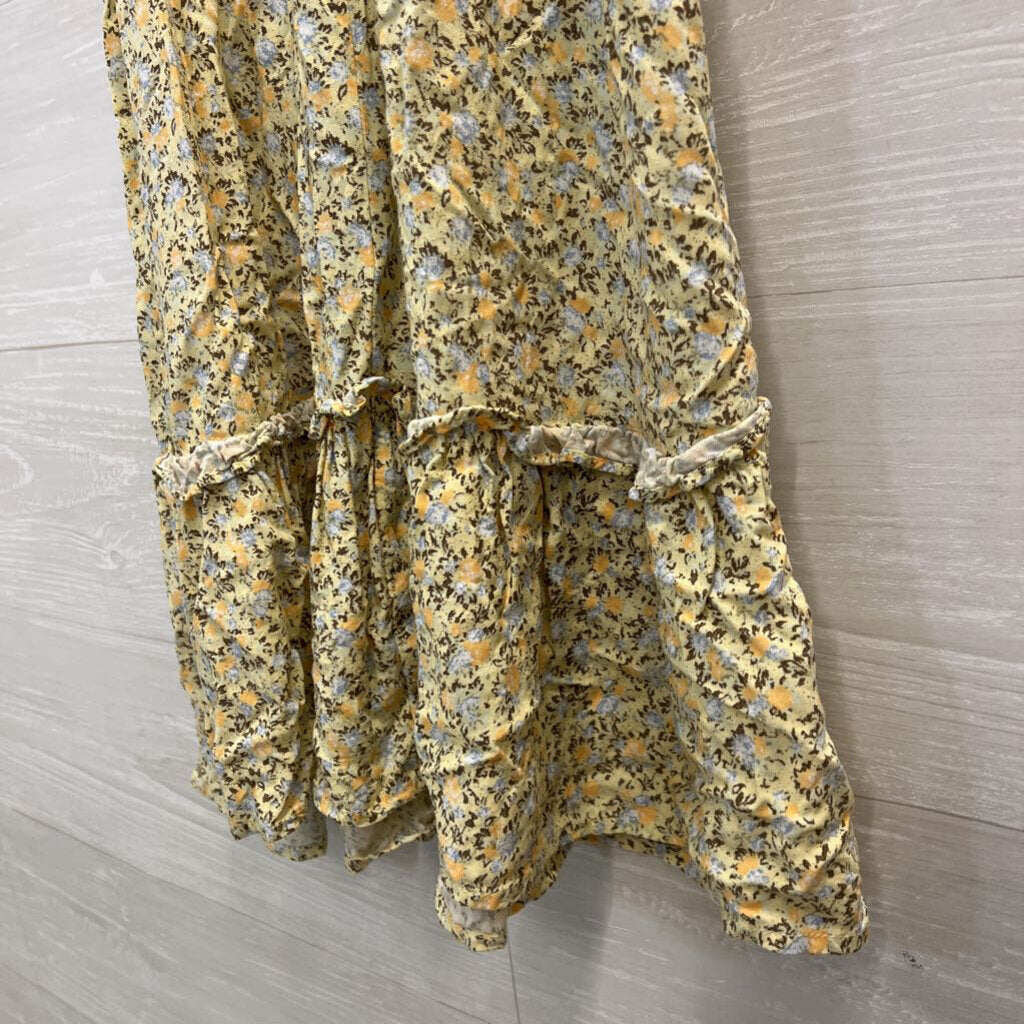 Yellow Floral Print Dress Small