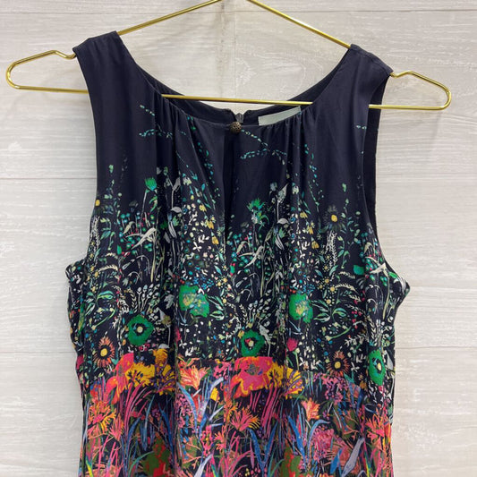 Maeve Navy/ Multi Print 100% Silk Sleeveless Shift Dress 2