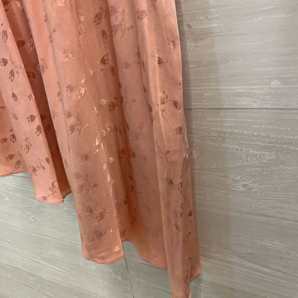Ralph Lauren Pink Floral Print Silky Sleeveless Faux Wrap Dress 6
