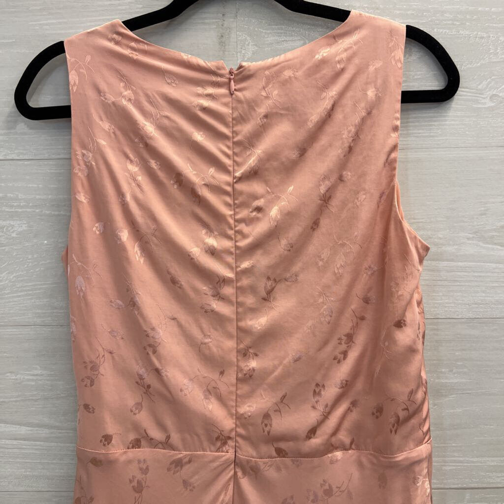Ralph Lauren Pink Floral Print Silky Sleeveless Faux Wrap Dress 6