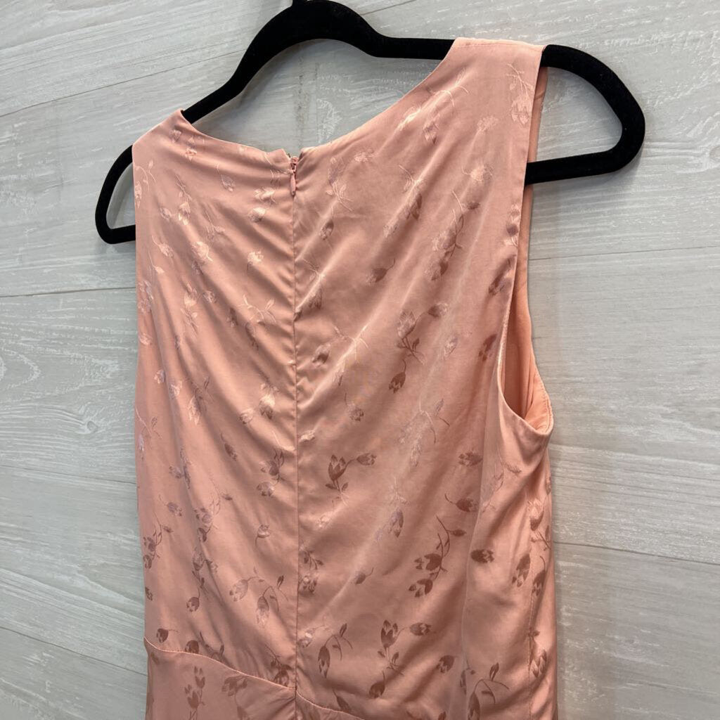 Ralph Lauren Pink Floral Print Silky Sleeveless Faux Wrap Dress 6