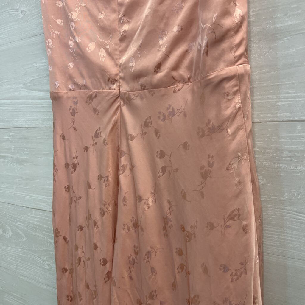 Ralph Lauren Pink Floral Print Silky Sleeveless Faux Wrap Dress 6
