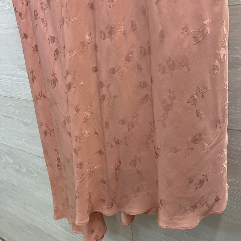 Ralph Lauren Pink Floral Print Silky Sleeveless Faux Wrap Dress 6