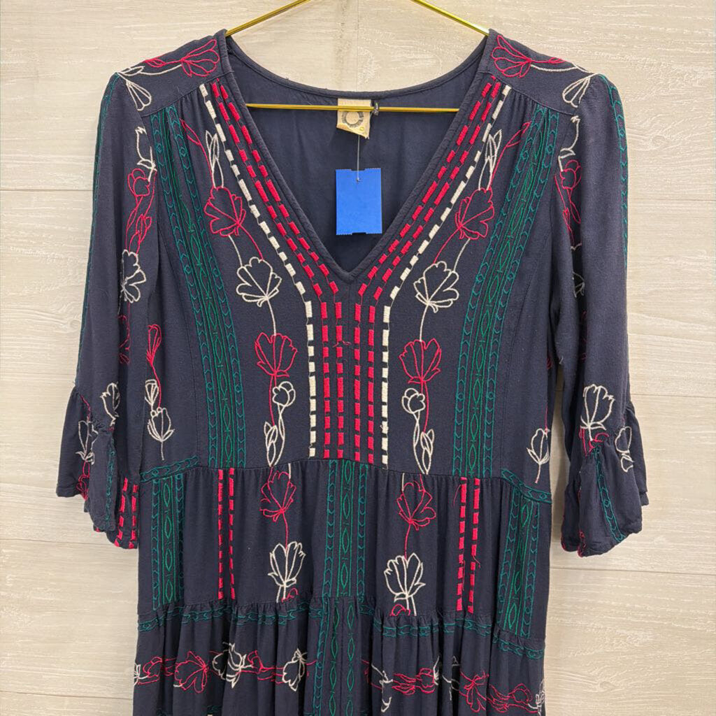 Akemi + Kim Navy/ Multi Embroidered Dress 4