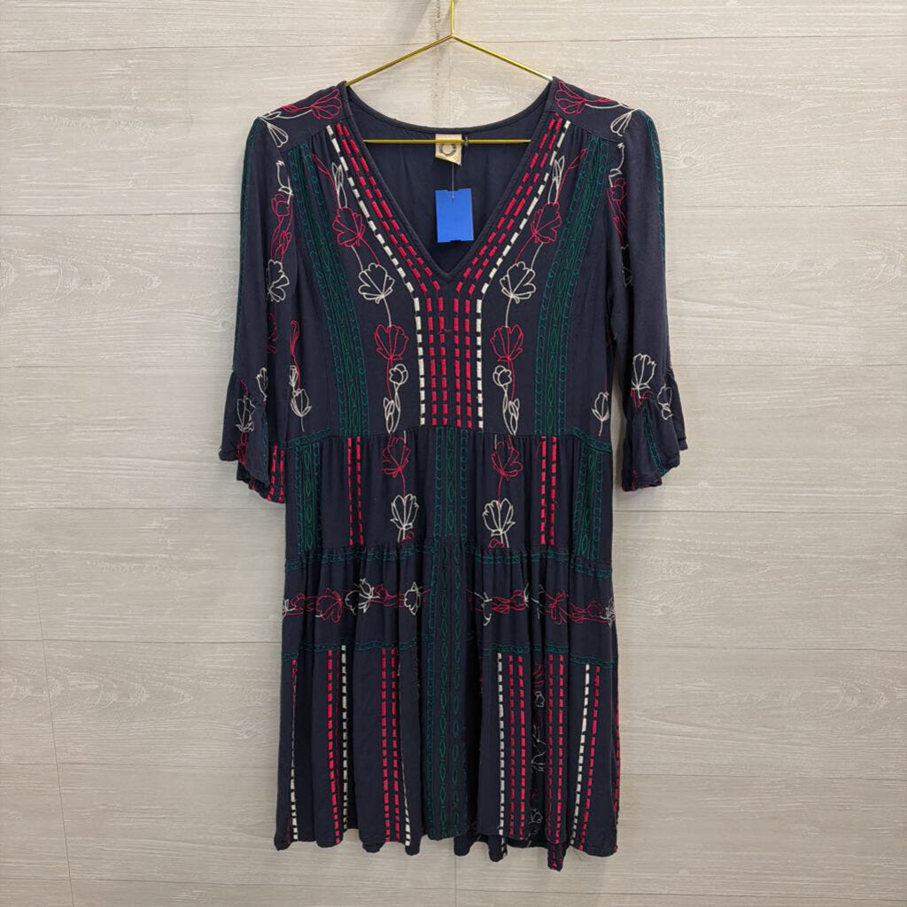 Akemi + Kim Navy/ Multi Embroidered Dress 4