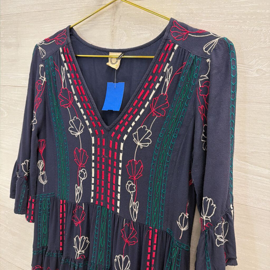 Akemi + Kim Navy/ Multi Embroidered Dress 4
