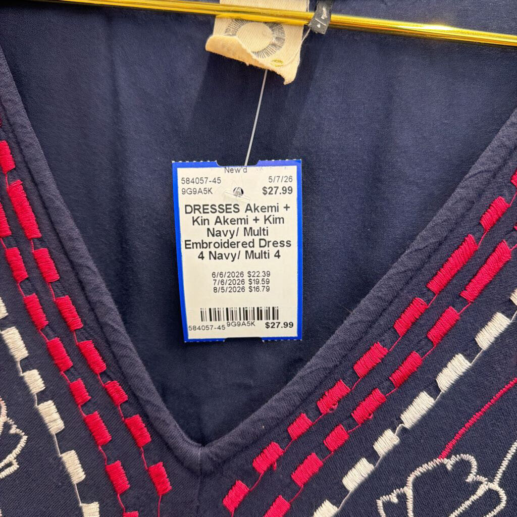 Akemi + Kim Navy/ Multi Embroidered Dress 4