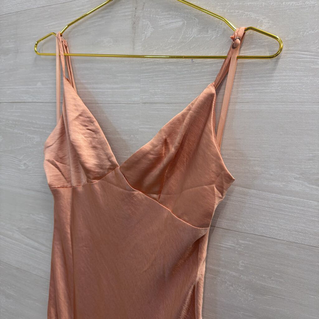 Hello Molly Peach Silky Maxi Dress Medium