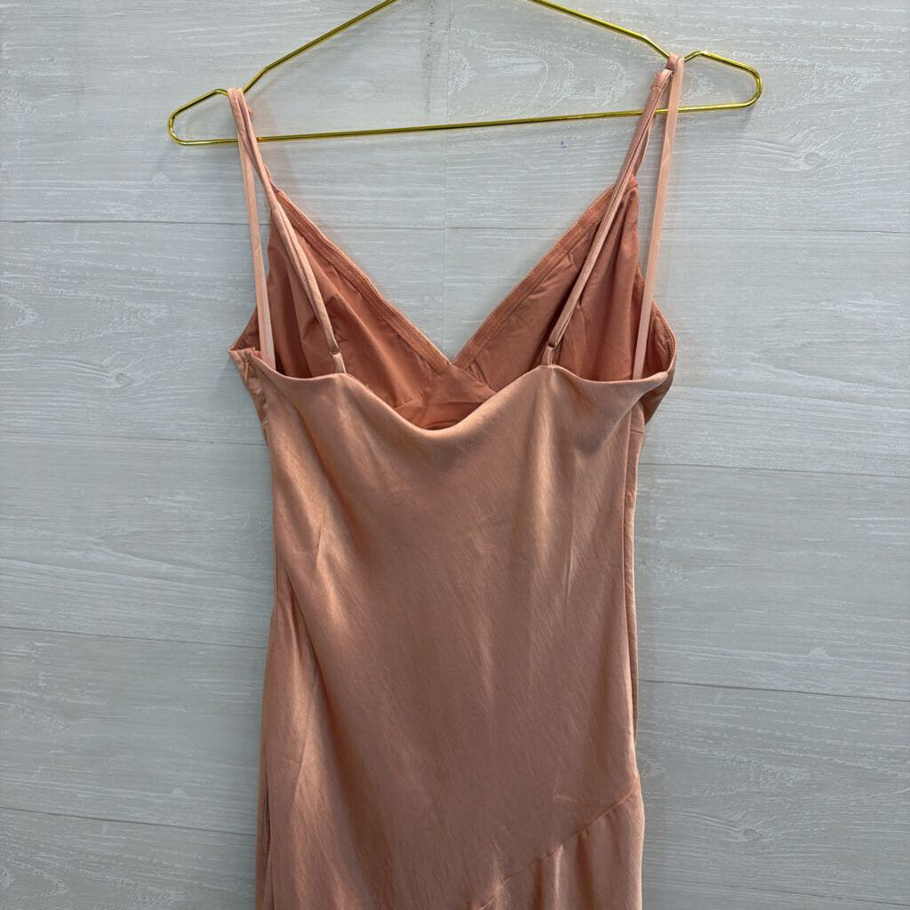 Hello Molly Peach Silky Maxi Dress Medium