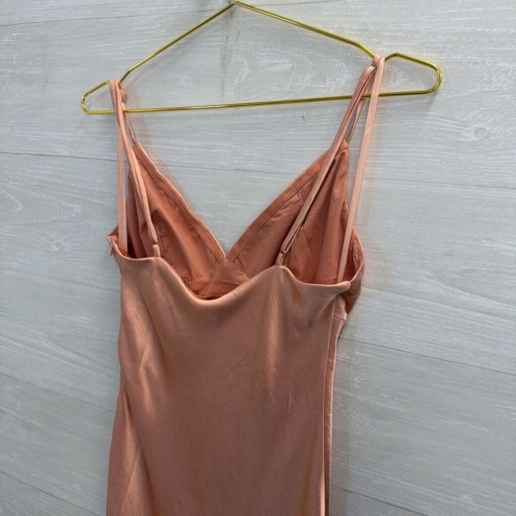 Hello Molly Peach Silky Maxi Dress Medium