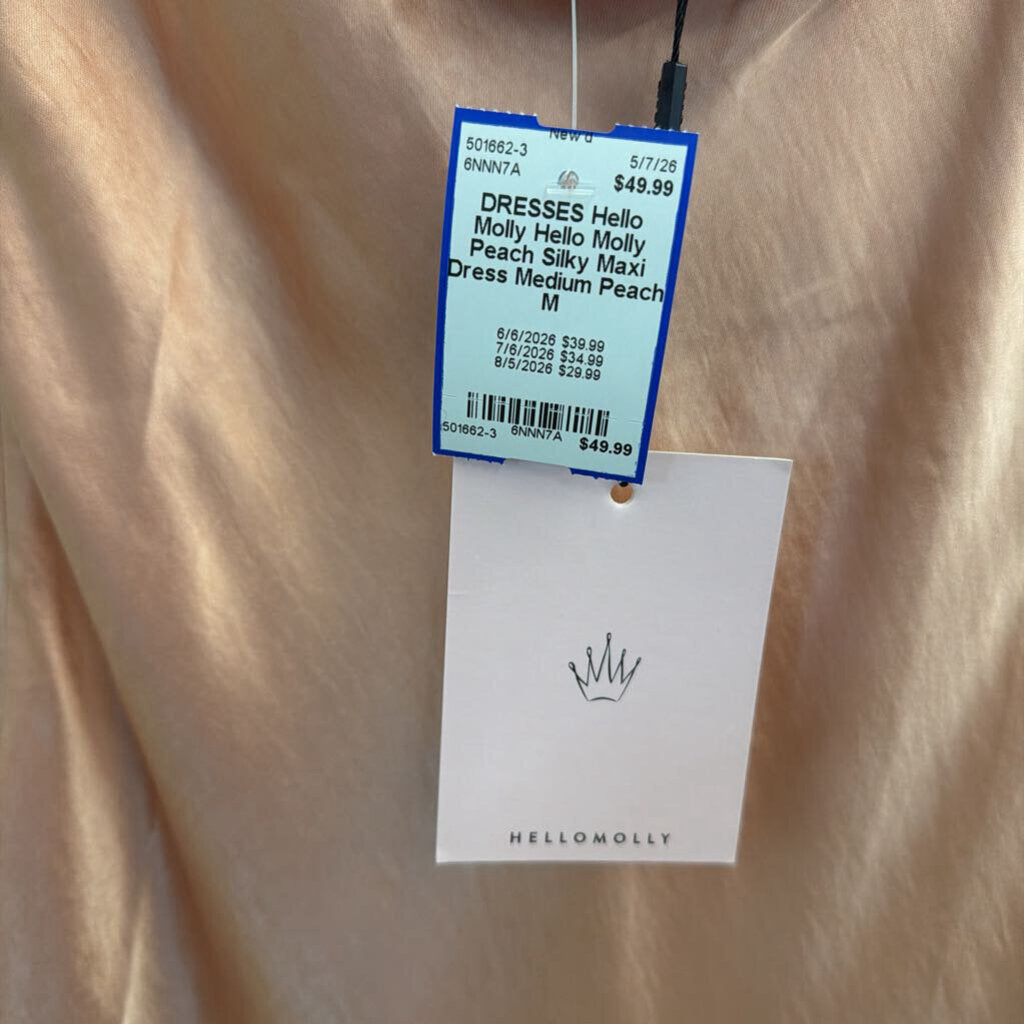 Hello Molly Peach Silky Maxi Dress Medium
