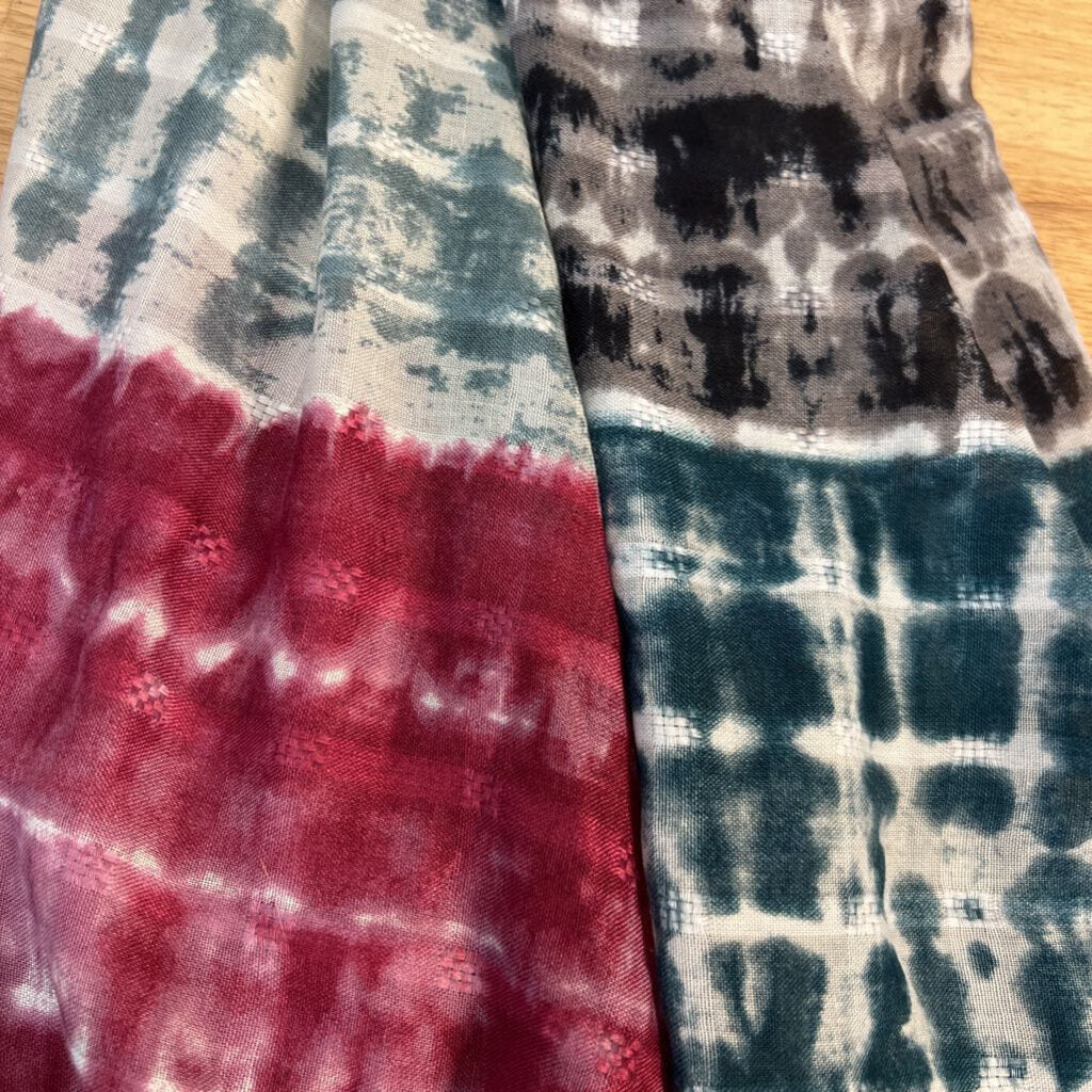 White/ Multi Tie Dye Print Scarf