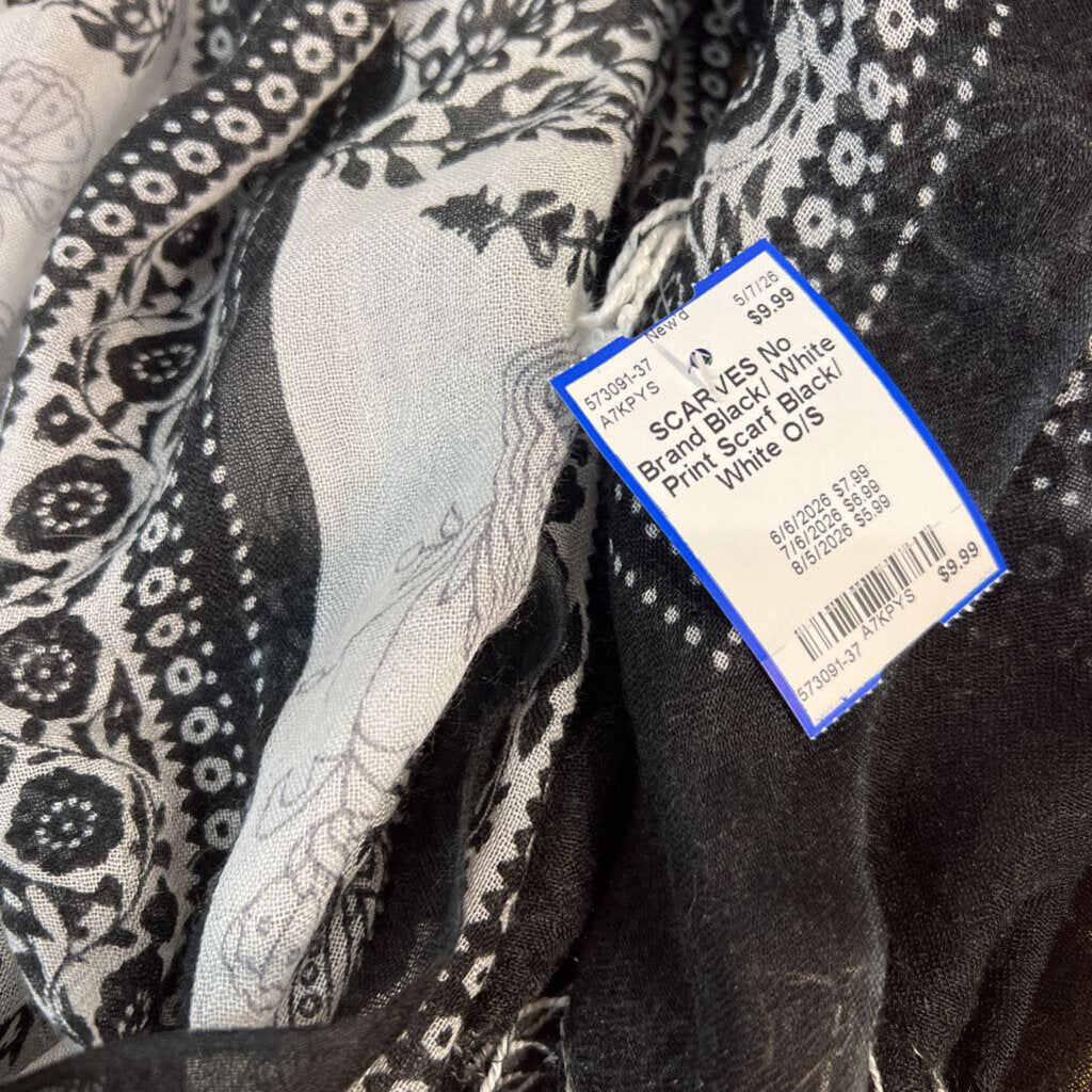 Black/ White Print Scarf